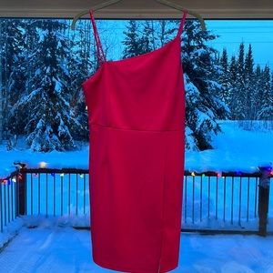 Slanted Neckline Mini Dress